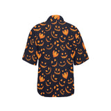 Halloween pattern Pumpkin background Women's All Over Print Hawaiian Shirt