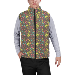 Music Notes Pattern Print Design 05 Men's Padded Vest