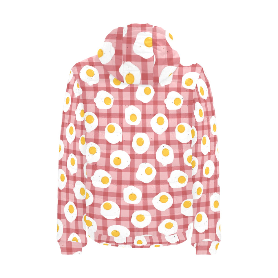 Fried Eggs Pattern Print Design 03 Men's Padded Hooded Jacket