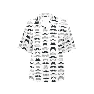 Mustache Beard Pattern Print Design 04 Women's All Over Print Hawaiian Shirt