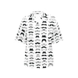 Mustache Beard Pattern Print Design 04 Women's All Over Print Hawaiian Shirt