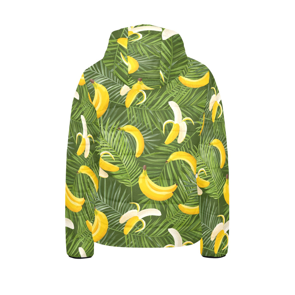Banana Palm Leaves pattern Kids' Boys' Girls' Padded Hooded Jacket