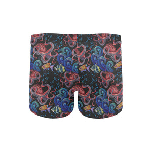 Octopus sea wave tropical fishe pattern Men's Swimming Trunks