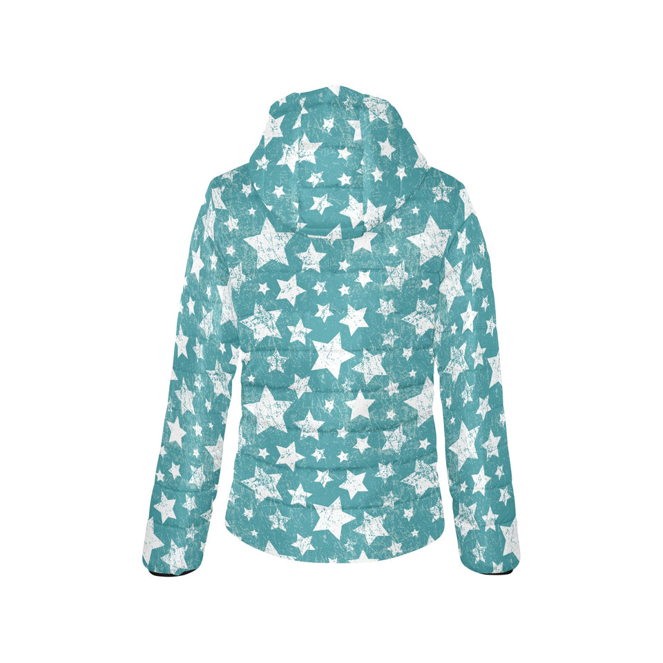 Vintage star pattern Women's Padded Hooded Jacket