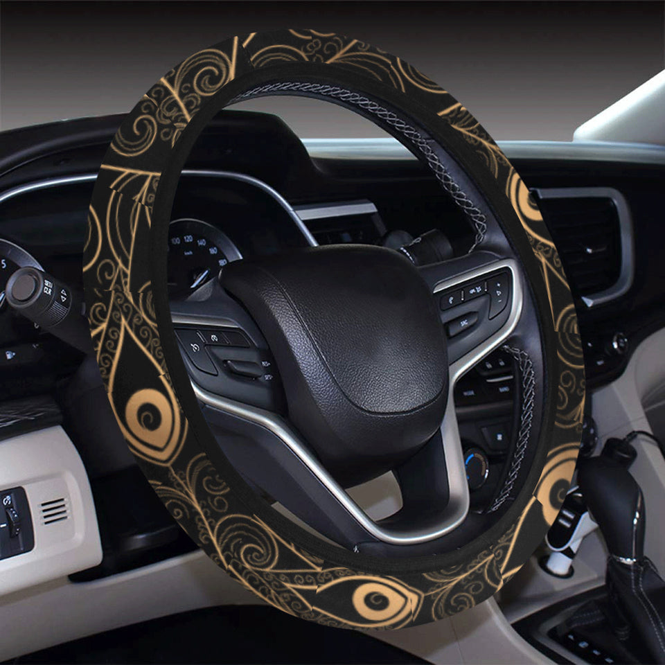 Gold peacock feather pattern Car Steering Wheel Cover