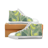 Avocado pattern Men's High Top Canvas Shoes White