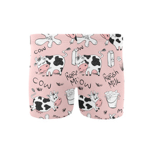 Cows milk product pink background Men's Swimming Trunks
