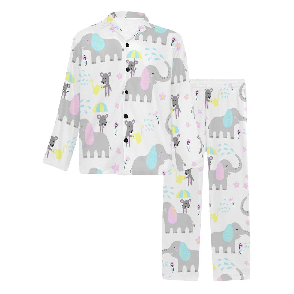 Cute elephant mouse pattern Men's Long Pajama Set