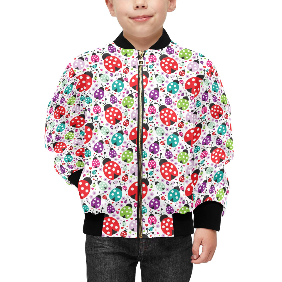 Ladybug Pattern Print Design 03 Kids' Boys' Girls' Bomber Jacket