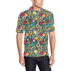 Gear Pattern Print Design 03 Men's All Over Print Polo Shirt