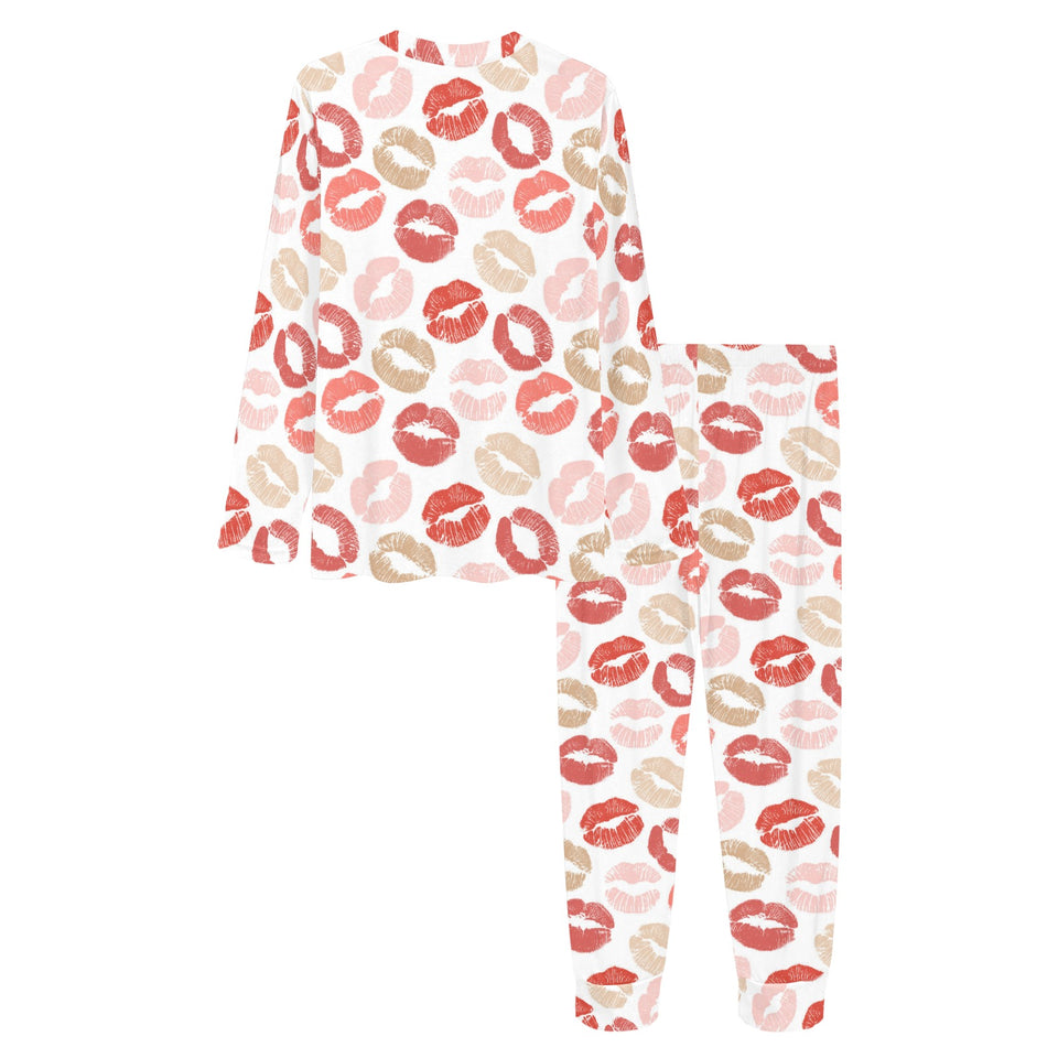 Lips Pattern Print Design 04 Women's All Over Print Pajama Set