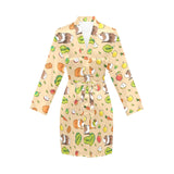 Guinea Pig Pattern Print Design 05 Women's Long Sleeve Belted Night Robe