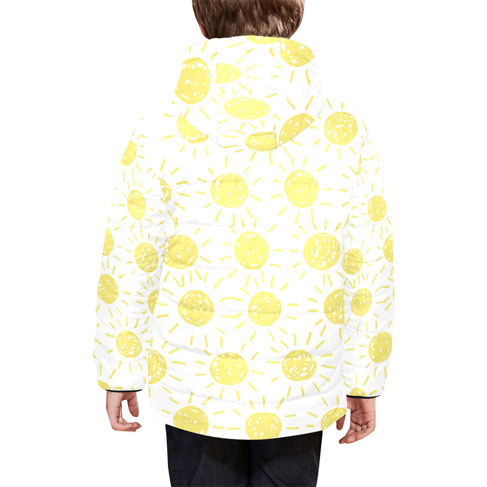 hand drawn sun pattern Kids' Boys' Girls' Padded Hooded Jacket