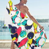 watercolor bowling ball pins Beach Towel