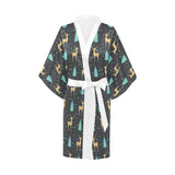 Deers star tree pattern Women's Short Kimono Robe