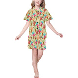 Colorful ice cream pattern Kids' Boys' Girls' V-Neck Short Pajama Set