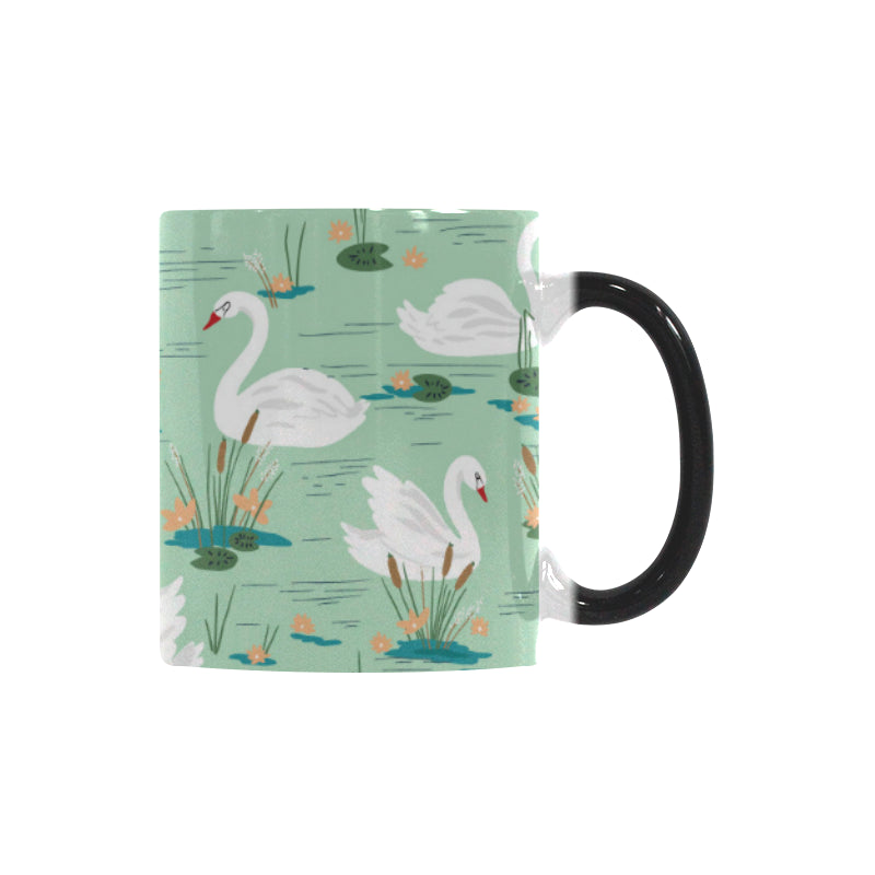 White swan lake pattern Morphing Mug Heat Changing Mug
