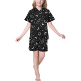 Hand drawn space rocket star planet Kids' Boys' Girls' V-Neck Short Pajama Set