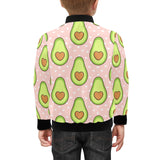 Avocado heart pink background Kids' Boys' Girls' Bomber Jacket