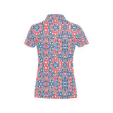 Blue Red Eiffel Tower Pattern Print Design 02 Women's All Over Print Polo Shirt