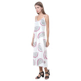 dragon fruit pattern V-Neck Open Fork Long Dress