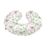Beautiful pink lotus waterlily leaves pattern U-Shaped Travel Neck Pillow