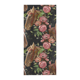 Horse head wild roses pattern Beach Towel