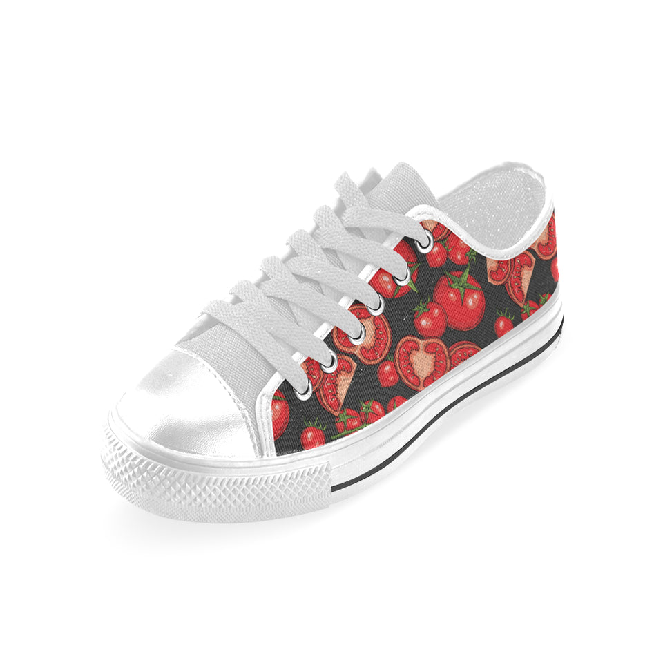 Tomato black background Men's Low Top Shoes White