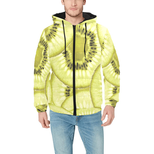Sliced kiwi pattern Men's Padded Hooded Jacket