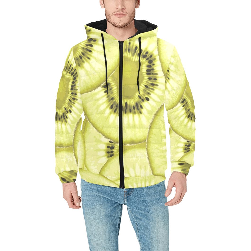 Sliced kiwi pattern Men's Padded Hooded Jacket