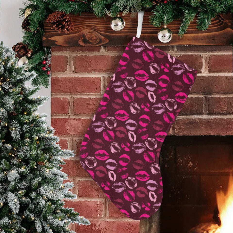 Lips Pattern Print Design 03 Christmas Stocking