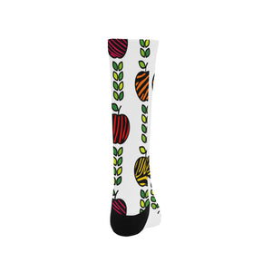 colorful apples leave zebra stripe Crew Socks