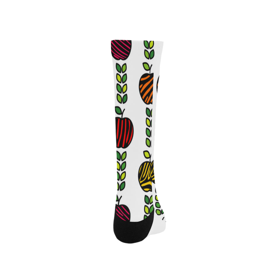colorful apples leave zebra stripe Crew Socks
