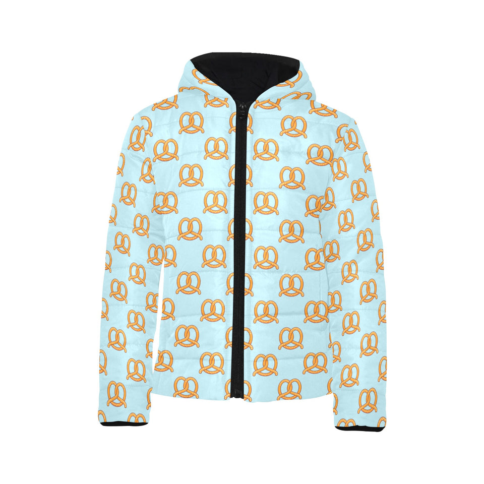 Pretzels Pattern Print Design 03 Kids' Boys' Girls' Padded Hooded Jacket
