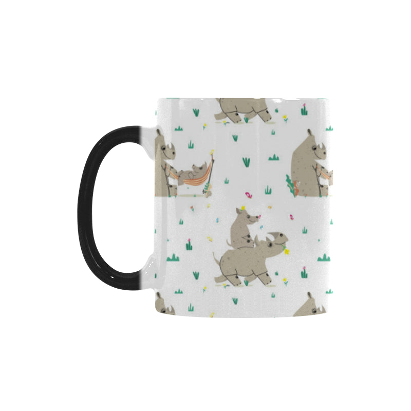 Cute Rhino pattern background Morphing Mug Heat Changing Mug