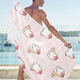 Cute Shiba Inu Dog Apple pattern Beach Towel