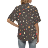 Coffee bean leave pattern Women's All Over Print Hawaiian Shirt