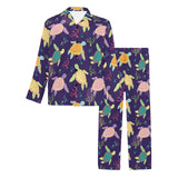 Colorful sea turtle pattern Men's Long Pajama Set