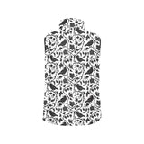 Crow dark floral pattern Women's Padded Vest