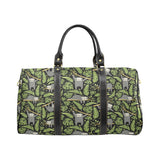 Cute sloths tropical palm leaves black background Travel Bag