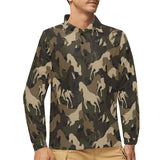 Horse Camouflage Pattern Men's Long Sleeve Polo Shirt
