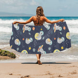 Cute sloth astronaut star planet rocket pattern Beach Towel