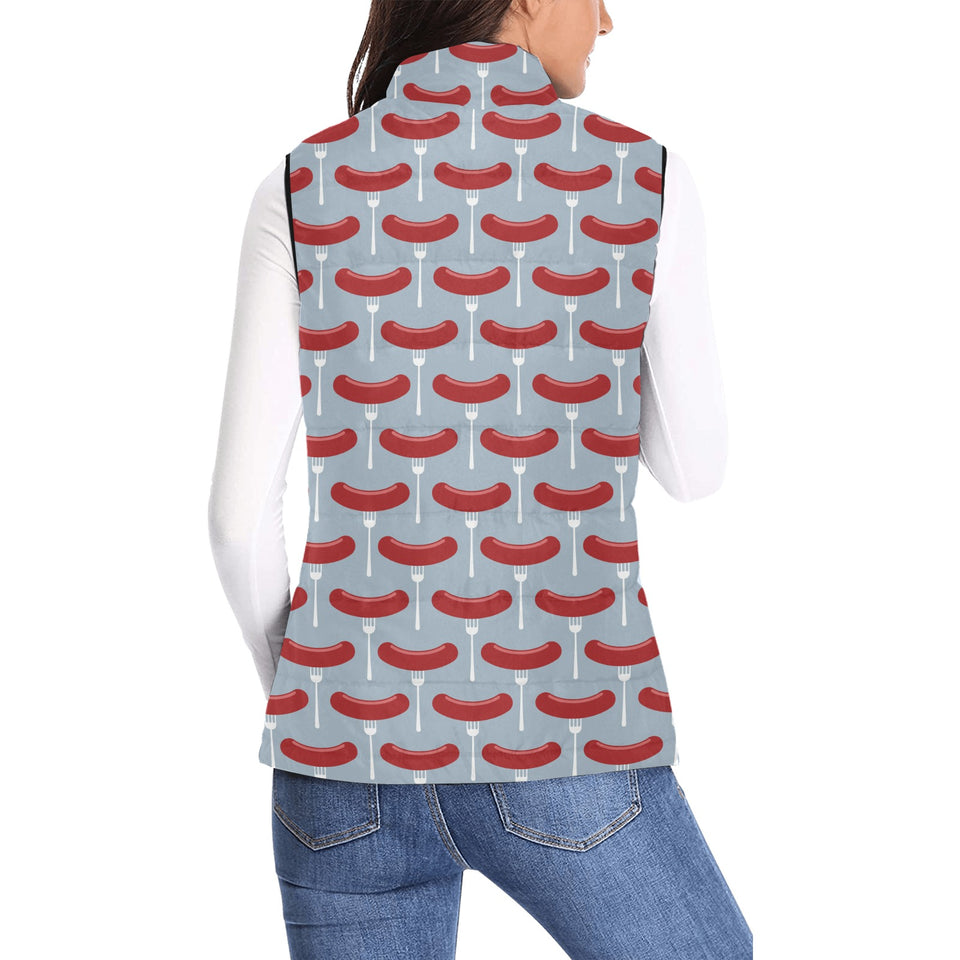 Sausage Pattern Print Design 02 Women's Padded Vest