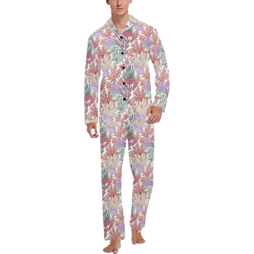 Coral Reef Pattern Print Design 03 Men's Long Pajama Set