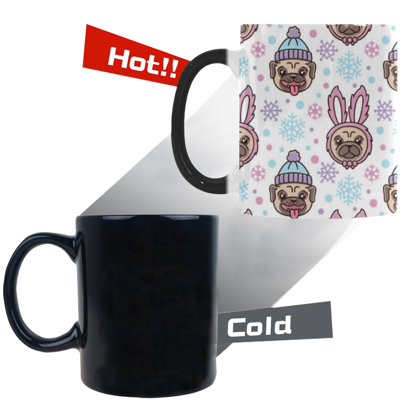 Cute pug hat rabbit costume pattern Morphing Mug Heat Changing Mug