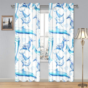 Watercolor dolphin pattern Gauze Curtain
