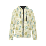 Seahorse shell starfish pattern background Women's Padded Hooded Jacket