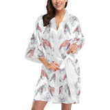 Watercolor sea turtle jellyfish pattern Women's Short Kimono Robe