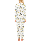 Silhouettes of goat and tree pattern Women's All Over Print Pajama Set