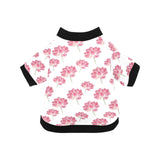 Pink lotus waterlily pattern All Over Print Pet Dog Round Neck Fuzzy Shirt